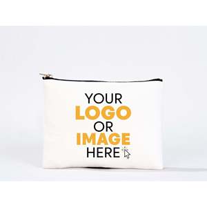 Bolsa de Mano de Algodón Blanca de 8x6 con Logotipo Personalizado, Bolsa de Cosméticos Portátil Ecológica con Cierre, Bolsa de Maquillaje con Letras a la Moda - Product Image 1