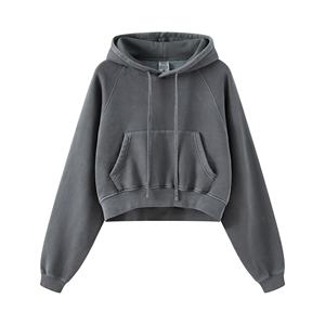 사용자 정의 도매 플러스 사이즈 의류 인쇄 자른 여성 후드 스웨터 제조 업체 세관 의류 - Product Image 5