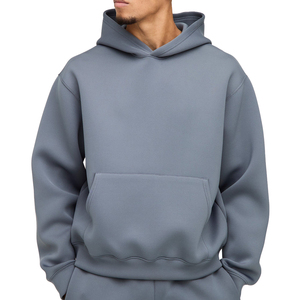 Nouvelle mode bleu anti-rides surdimensionné hommes sweat à capuche lourd polyester/coton mélangé avec éponge pour la saison d'automne - Product Image 2