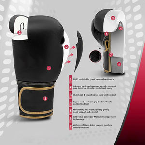 Guantes de boxeo profesionales de cuero de color personalizado de último diseño Durable Hook Loop Entrenamiento transpirable ligero de calidad superior - Product Image 4