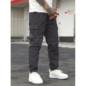 Trendy Men Streetwear <b>Trousers</b> With Zipper Pockets And Tapered Legs For Modern Look Men Streetwear Cargo <b>Trousers</b> - Product Image 3