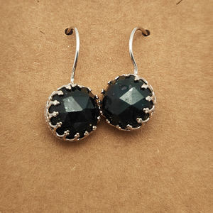 Handmade 6.6 Gms 12mm Natural Raw <b>Emerald</b> Round 925 Sterling Silver Designer Dangle <b>Earrings</b> Fine Jewelry Gemstone for Girls - Product Image 4