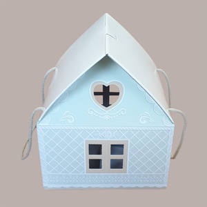 5 uds Casa de cartón verde con cordones 245x245H150mm caja de regalo de Navidad para 1kg Panettone suministros de vacaciones - Product Image 1