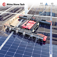 Robot de nettoyage de panneaux solaires industriels, nettoyage à sec et à l'eau, version batterie au lithium, système de nettoyage de panneaux solaires photovoltaïques
