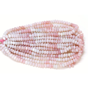 ลูกปัดโอปอลสีชมพูทรงรอนเดล: ร้อยเป็นสายยาว 15 นิ้ว, พลอยเรียบ, สำหรับทำเครื่องประดับ - Product Image 3