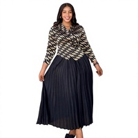 Robe pour femmes grandes tailles, robe plissée Miyake en polyester imprimé, fausse robe deux pièces décontractée