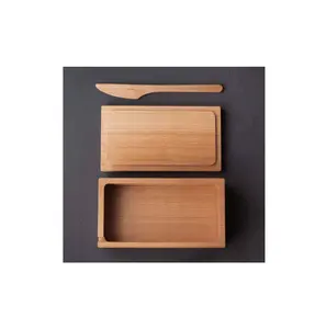 กล่องใส่เนยไม้ทรงสี่เหลี่ยมผืนผ้าพร้อมฝาปิดชุดเนย1ชิ้นสำหรับใส่มีดทรงสี่เหลี่ยม - Product Image 1