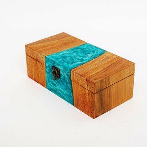 กล่องไม้ทำจากไม้ทำมือและไข่มุกสีฟ้าอีพอกซี่เรซิ่นกล่องไม้2ของขวัญและงานฝีมือป้ายติดผนัง - Product Image 3