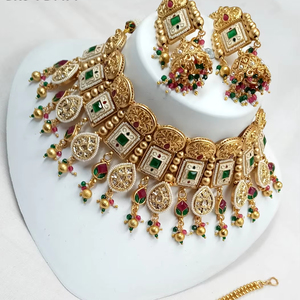 <b>INDIAN</b> TRADITIONAL and FASHIONABLE COPPER JEWELLERY BRIDAL WEDDING JEWELLERY <b>SET</b> for WOMEN EARRINGS and NECKLACE <b>SET</b> - Product Image 1