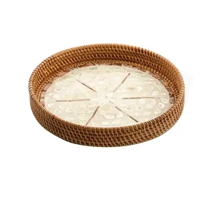 Bandeja de ratán de mesa de forma ovalada de Calidad exclusiva y duradera, último diseño, MOP, bandeja para servir alimentos al por mayor - Product Image 1