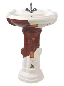 Lavabo de encimera de cerámica ovalado blanco al por mayor, lavabo pequeño de pedestal para tocador de baño, diseño elegante - Product Image 4