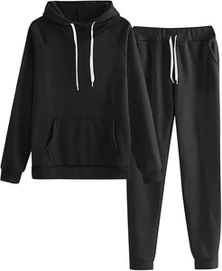 Customized Latest Design Winter Men's <b>Tracksuit</b> Set Causal Long Sleeve Black Color <b>Plain</b> <b>Tracksuit</b> for Sale - Product Image 2