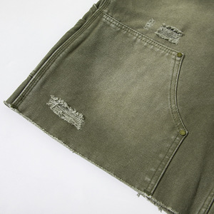 Shorts en jean décontractés d'été haute performance avec design déchiré moyen et technique de lavage à l'acide, braguette à boutons, streetwear pour homme - Product Image 4