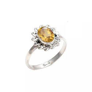 แหวนมินิมอลลิสต์โบฮีเมียนสีเงินสเตอร์ลิง925 6x8มม. ทำด้วยมือพลอยซิทรีนรูปไข่สำหรับงานแต่งงานของผู้หญิงดีไซน์ล่าสุด - Product Image 5