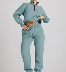 Vente chaude de haute qualité femmes Fitness survêtement grande taille pantalons de survêtement à capuche ensemble imprimé lâche adultes vêtements de sport - Product Image 3