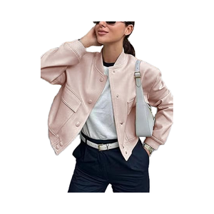 Blouson aviateur à capuche pour femme avec fermeture à glissière pour le printemps et l'été - Product Image 1
