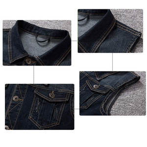 Chaleco Vaquero Transpirable de Alta Calidad para Hombre, Sin Mangas, Color Azul, Liso, Teñido, Producto Personalizado, Chaleco Vaquero de Invierno para Hombre - Product Image 4