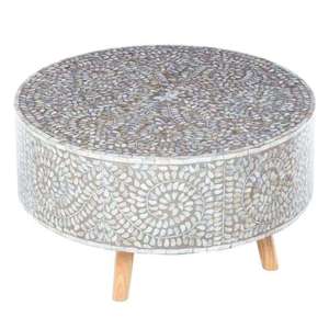 Table basse moderne en résine avec incrustation osseuse, motif floral, écologique, peinte à la main, artisanat indien, polie à la main - Product Image 4