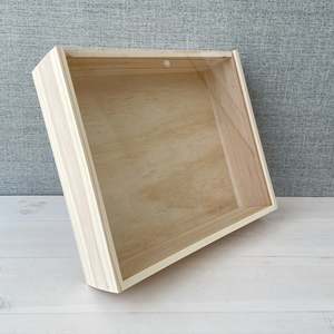 Tapa acrílica Caja de vino de 4 botellas con construcción de madera contrachapada y pino 335x395x90mm Dimensiones Relleno de lana de madera - Product Image 2