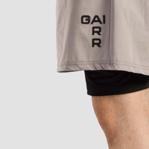 ARR X GAI Sporty Light Grey Gym Shorts <b>Mid</b> Waist Elastic Closure Polyester Jogger Shorts with Logo Embroidery Hot Styles - Product Image 5