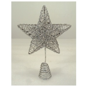 Decorative Metal Star Christmas <b>Tree</b> <b>Topper</b> Silver Glitter Finished For Table Top X Mas Decoration - Product Image 4