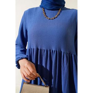 Vestido crepé manga elástica índigo - Product Image 3