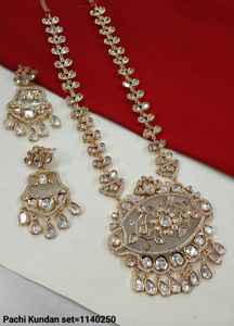 ENSEMBLE DE BIJOUX INDIENS TRADITIONNELS ET À LA MODE EN CUIVRE ENSEMBLE DE BIJOUX DE MARIAGE POUR FEMMES BOUCLES D'OREILLES ET COLLIER - Product Image 3