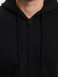 Sweat à capuche noir à fermeture éclair pour hommes, sweat à capuche à manches longues, veste streetwear décontractée avec poches kangourou sur le devant et réglable - Product Image 6