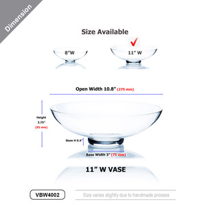 VBW4002 - แจกันแก้วทรงเตี้ยใส - 11 x 4 - Product Image 3