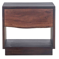 Table de chevet pliable en bois d'acacia de style nordique contemporain, table de chevet moderne, construction en bois massif, finition noyer, chambre à coucher