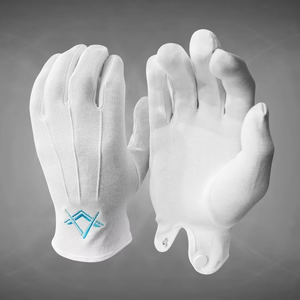 Gants maçonniques Regalia 100% coton pur blanc Design personnalisé Master Mason Blue Lodge Gants Mason Gloves - Product Image 3