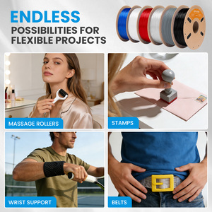 Filament <span class=keywords><strong>TPU</strong></span> flexible noir <span class=keywords><strong>ERYONE</strong></span> 85A, plastiques <span class=keywords><strong>TPU</strong></span> 1,75 mm 1 kg, plastiques souples pour impression 3D, impression de coques de pneus - Product Image 4