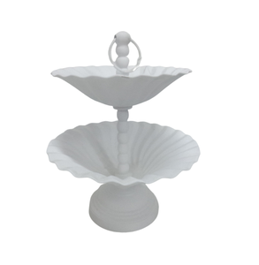 Vente chaude fer 2 niveaux gâteau support blanc lavage Style moderne gâteau support pour cuisine et Table Top anniversaire décoration à la main - Product Image 2
