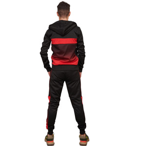Ensemble de survêtements de sport à manches longues et fermeture éclair pour hommes, rouge et noir, imprimé délavé à l'acide, vêtements d'entraînement respirants pour l'hiver, options de taille plus - Product Image 2