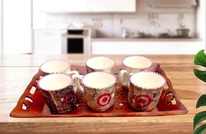 Plateau de service en bois au design moderne Plateau de cuisine et de table à manger décoratif - Product Image 2