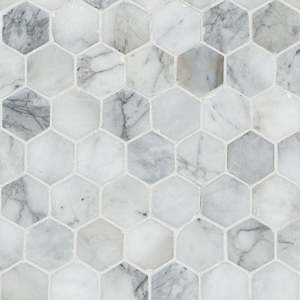 Mosaïque en calcite Union Calacatta Cressa, carreaux hexagonaux 12 x 12, imperméables, pour sol, chambre, couloir, surface polie - Product Image 1