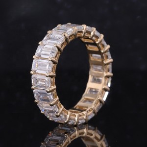 IGI Lab Certified 18K Solid Rose Gold Hip Hop Style Iced Emerald Cut Diamond Engagement Wedding & Party <b>Ring</b> <b>for</b> <b>Men</b> Women - Product Image 1