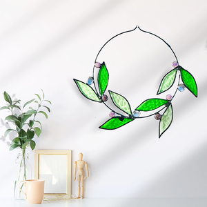 YAPPIE Art Déco Vitrail Flore Guirlande Sun Catcher Mousse Vert <span class=keywords><strong>Aqua</strong></span> Toutes Saisons Personnalisable Décor À La Maison - Product Image 2