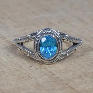 สีฟ้าบุษราคัม925แข็งเงินสเตอร์ลิงสง่างามแหวนพลอยธรรมชาติเครื่องประดับดีไซน์เนอร์ birthember หินของขวัญวาเลนไทน์ - Product Image 1