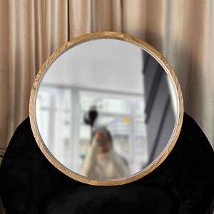 Miroir mural moderne fait main avec cadre en bois et design rond Fabricant de miroirs de fitness en Inde - Product Image 4