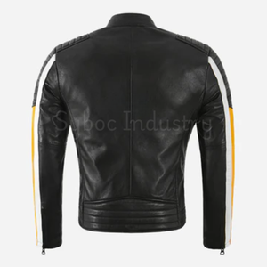 แจ็กเก็ตหนังขี่มอเตอร์ไซค์แบบวินเทจสำหรับผู้ชายเสื้อปาร์กเกอร์แบบมีซิปปิดสำหรับฤดูหนาว - Product Image 5