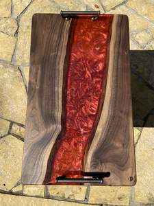 Plateau en bois en résine époxy élégant Finition moderne artistique Planche décorative élégante Personnalisable pour le thé, le café, les collations, les repas - Product Image 2