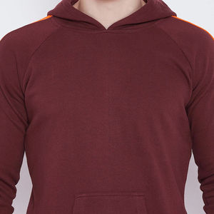 2 piezas Chándales para hombre Algodón Fleece Made Color granate Sudaderas con capucha y pantalones de chándal para hombres Chándales de invierno - Product Image 6