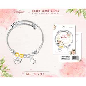 Braccialetto di Charm nome Marina elegante bracciale in acciaio Fine con tocco personalizzato - Product Image 1