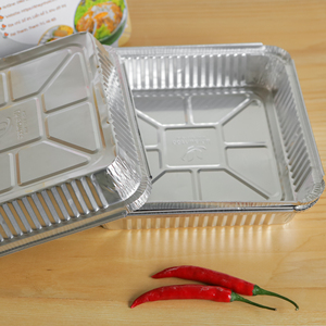 Bon prix d'usine, plateau carré jetable de 23cm en aluminium, plat de cuisson en aluminium, récipient alimentaire en aluminium avec couvercle - Product Image 5