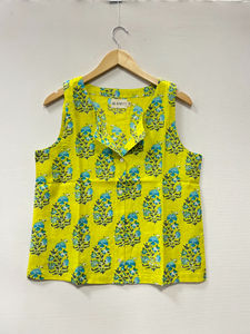 Débardeurs en coton imprimé pour femmes, légers, courts, style japonais, à fleurs, boutons, décontractés, pour tous les jours - Product Image 4