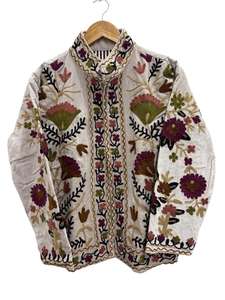 Chaqueta de Algodón con Bordado Suzani, Verde, Nueva Llegada, Ecológica, Cortavientos, Ropa de Invierno Corta, 100% Algodón - Product Image 2