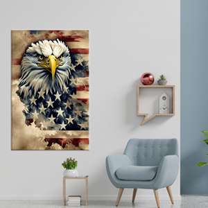 Arte en lienzo con diseño de águila de la bandera estadounidense: impresión decorativa patriótica para pared, lienzo estirado - Product Image 1