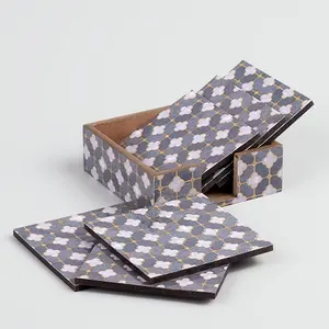 Luxury 6-Piece <b>Set</b> of Handcrafted Modern Rectangle Eco-Friendly Wooden <b>Tea</b> & Coffee <b>Cup</b> Mats & Pads Handmade Luxury Coasters - Product Image 5