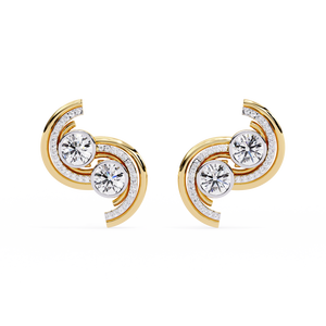 Brillantes Pendientes Geométricos de Oro de 18K con Incrustaciones de Diamantes Cultivados en Laboratorio - Product Image 2